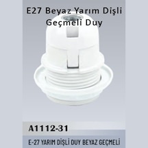 30 Adet E27 Beyaz Yarım Dişli Geçmeli Duy