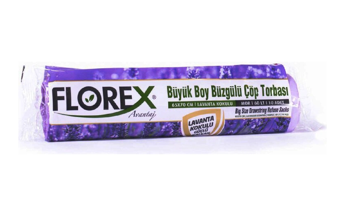 250 Adet Florex-503 Avantaj Lavanta Kokulu Büzgülü Büyük 10pcs 65x70cm Çöp Torba 25x10 250 4989