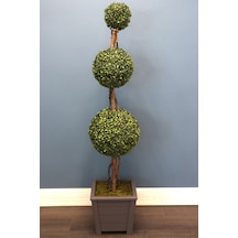 Yapay Çiçek Deposu Yapay Top Şimşir Ağacı 3 Katlı 160 Cm Gri Büyük Saksılı