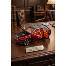 Kırmızı-siyah Rolls Royce Cullinan Metal Model Araba 1:32 - Sesli Işıklı Kapıları Açılan Oyuncak Jip 18 Cm