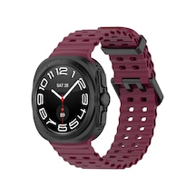 Galaxy Watch Ultra 47mm Ogaa Krd-118 Tırtıklı Tasarım Silikon Kordon-koyu Kırmızı