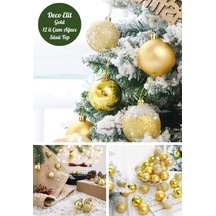 12 Li Yılbaşı Çam Ağacı Süsü Seti 4 Cm Parlak & Simli Karışık Top Süsler Noel Çam Ağacı Süsü