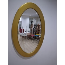 Ayna Oval 90673 Model Parlak Gold Renk Kayın Torna Kutu Sevk El Yapım Altın