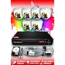 Bayicam 6 Kameralı Dome 6 İç Kamera Set 320 GB HDD Full HD Renkli Gece Görüşlü Güvenlik Kamerası Sistemi