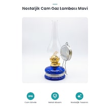 Cam Gaz Lambası - Mavi - Nostaljik Tasarım