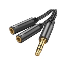 Sy-a04 Headphone Male To 2-female Y-splitter Audio Cable 0.2m - Black