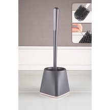 Sas Silikon Wc Tuvalet Banyo Fırçası Klozet Fırçası Kare Gri