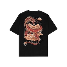 Adrift Red Dragon Siyah Oversize Unisex T-shirt Siyah