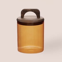 Thee Mia Akasya Kulplu Cam Kavanoz - Amber - 700 Ml Çok Renkli