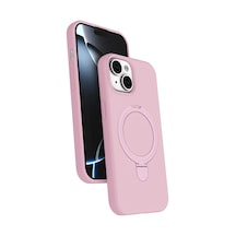 Gld-spt- Newface Apple Uyumlu iPhone 15 Plus Regal Magsafe Standlı Kapak - Açık Pembe
