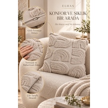 Kabartma Desenli Yumuşak Dokulu Dekoratif Kırlent Kılıfı Modern Ve Şık Yastık Kılıfı 1 Adet Vizon - 923377985 Vizon