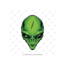 Msl142 Merhaba Dunyali Yazili Alien Sticker