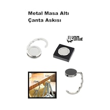 Metal Krom Kaydırmaz Taban Masa Altı Çanta Askısı Portatif Şık Katlanabilir Kutusunda Taşınabilir Metal
