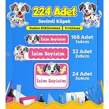 Sevimli Köpek Temalı Okul Kreş Kişiye Özel İsim Etiket Seti - Model 401 Çok Renkli