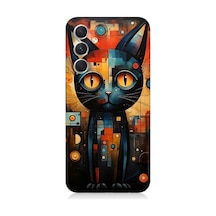 Samsung Galaxy S23 Fe Uyumlu Kara Kedi Desenli Silikon Kılıf