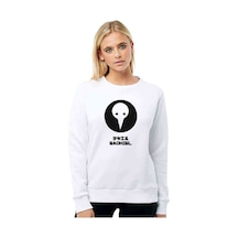 Evangelion Sachıel Baskılı Beyaz Kadın Sweatshirt