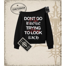 Tarzsokak Gotik & Grunge Streetwear Fake Flex 1 Kayık Yaka Sweatshirt Siyah