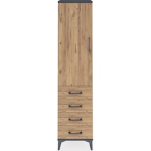Arges Dolap Tek Raflı 4 Çekmeceli Tek Askılı 44x30x182 Antras... Antrasit