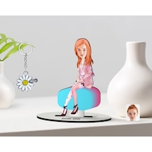 Kişiye Özel Kadın Karikatürlü 3D Ahşap Biblo Ve Isimli Silver Pap (473567399)