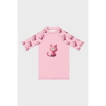 Slipstop Kiki Baskılı Uv Korumalı Kısa Kollu Mayo T Shirt Kız Çocuk T Shirt St2612000002 Pembe