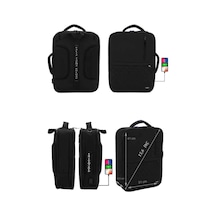 Case Club 1407 Kapiton Laptop Sırt El Ve Omuz Çantası 15,6 İnç Usb Aparatlı Omuz Askılı Su Geçirmez Kumaş Siyah