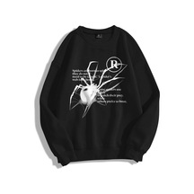 Tarzsokak Unisex Spider R Bisiklet Yaka Sweatshirt Hoodie Siyah