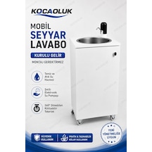 Yeni Yönetmeliğe Uygun Model Seyyar Lavabo Tekerlekli Mobil Lavabo Şarjlı Musluklu 10+10 L Hazneli Kurulu Beyaz