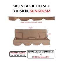 Süngersiz Tenteli Salıncak Kumaş Seti 3kişilik 164x47 Cm Süngersiz Lüx Panama Bej Bej