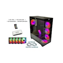 Aztech Azt11 1050w Temper Cam , Rgb Switch Siyah 5 X Rgb Fan Uzakdan Kumanda Akvaryum Gamin Kasa
