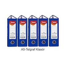 Telgraf Klasör Mavi Geniş A5 Plastik 5 Adet
