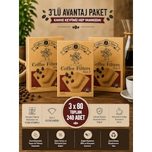 Kahve Filtre Kağıdı No:2 80'li 3'lü Paket Kahverengi