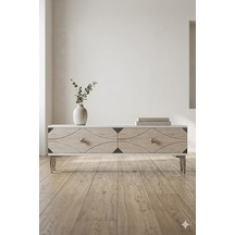 Tsa1297bts Alfa Tv Sehpası Beyaz-traverten-silver 120cm