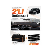 Fıat Bravo 2007-2014 Uyumlu Torpido Örtüsü + Tay Tüyü Bagaj Çantası + Sticker - Siyah Kahverengi