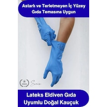 Eldiven Genel Kullanım Lateks Eldiven Gıda Uyumlu Doğal Kauçuk Kimyasal Dirençli Astarlı Kaymaz Tem