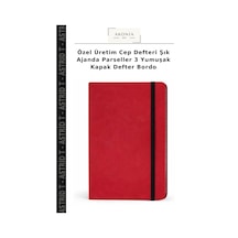 Özel Üretim Cep Defteri Şık Ajanda Parseller 3 Yumuşak Kapak Defter Bordo Çok Renkli