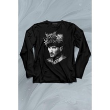 Atatürk Çanakkale Silüet Tipografi Mustafa Kemal Cumhuriyet Uzun Kollu Tişört Baskılı Çocuk T-shirt 001