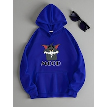 Uyguntarz Mood Baskılı Oversize Sweatshirt Mavi