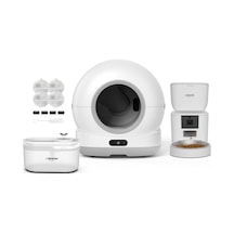 Xenon Smart Akıllı Otomatik Kameralı Kedi Tuvaleti Paslanmaz Çelik Kaseli 4lt Mama Kabı Led Işıklı Su Pınarı Ve Filtre 4'lü Pet Seti