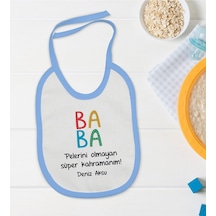 BK Kids Kişiye Özel Mavi Bebek Mama Önlüğü - Model 73 Mavi