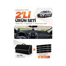 E-biz Chevrolet Cruze J300 Makyajlı 2012-2016 Uyumlu Torpido + Tay Tüyü Çanta - Siyah-gri - Ch005