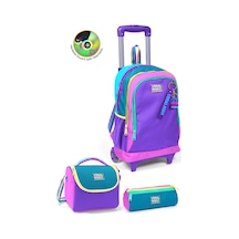 Coral High Kids Pembe Pastel Renkli Üç Bölmeli Çekçekli 3'lü Çanta Seti Set0123959
