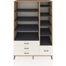 Kronos Dolap 9 Raflı 4 Çekmeceli 132x59x195 Çam-antrasit/aytaşı Antrasıt/aytası