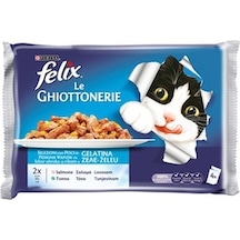 Purina Felix Somon ve Ton Balıklı Pouch Yetişkin Kedi Yaş Mama 4 x 100 G
