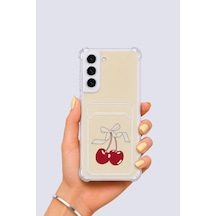Samsung Galaxy Uyumlu S22 Kartlıklı Kiraz Desenli Kılıf