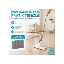 Spreyli Mop Seti +4 Yedek Mop, Portatif Cırt Cırtlı Mikrofiber Bezli