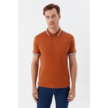 Düğmeli Polo Yaka Erkek T-shirt Kiremit