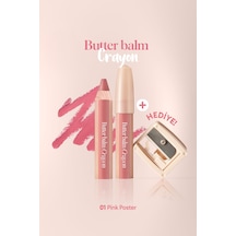 Clio Kremsi Renkli Dudak Balmı + Kalemtıraş Clio Butter Balm Crayon 001 Pink Poster 001