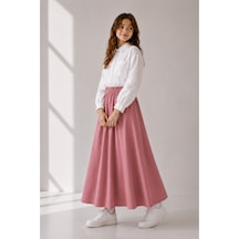 Angel&co. Girls Clothing Modest Uzun Kız Çocuk Mevsimlik Etek- Soft Mercan - 791131271 Soft Mercan