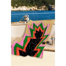 Geometrik Modern Etnik Plaj Havlusu - Renkli Pop Art Zigzag Hızlı Kuruyan Mikrofiber Havlu Sedef Tınısı