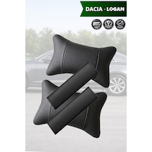 Dacia Logan Uyumlu Set Lüks Deri Kemer Koruyucu Siyah Deri Yastık